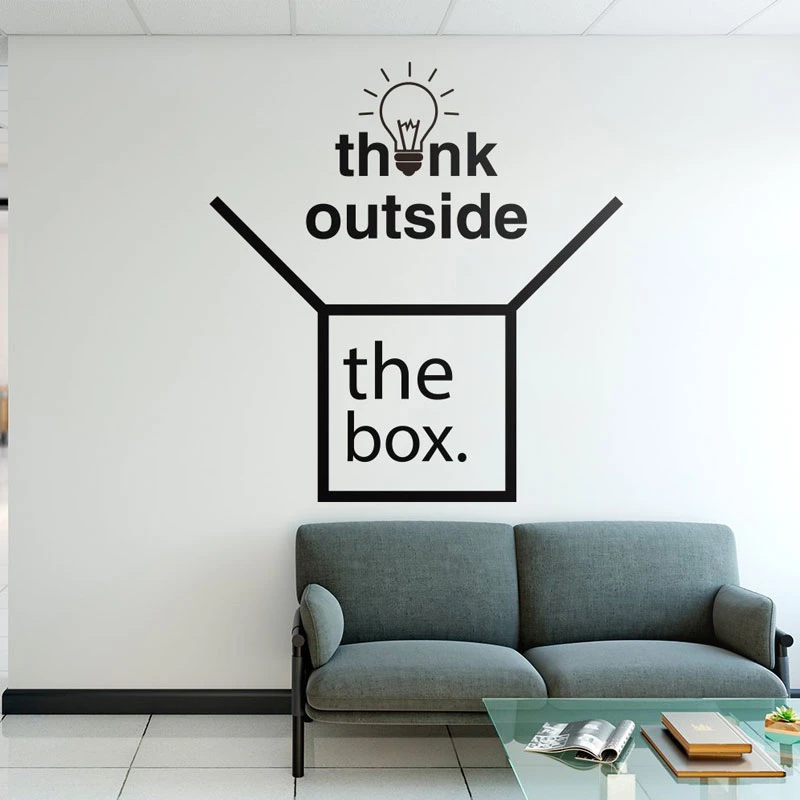 Creative Design Think The Box Office Decor Home Office Quote Vinyl Wall Sticker Removable Idea Decals Bulb Mural 3265 - Wall Stickers - AliExpress