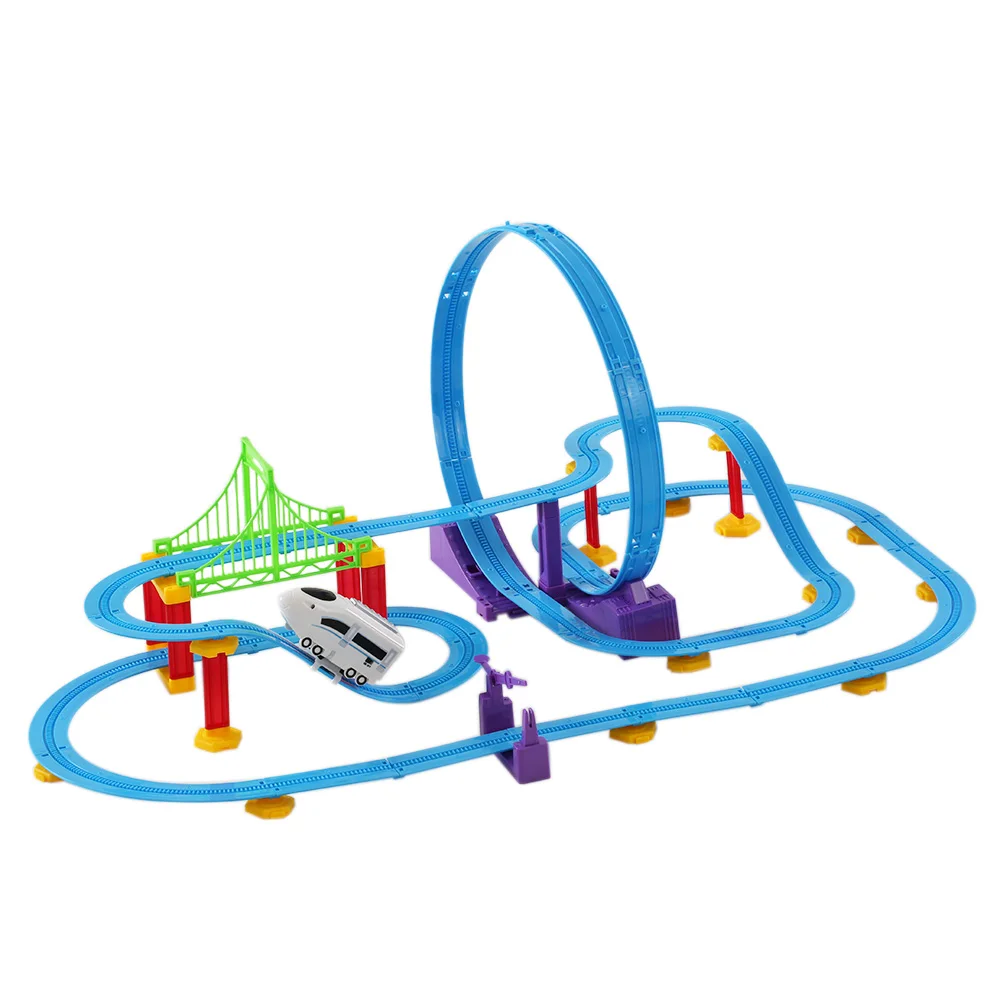 Lowest Price Track Racer Kids Toys Rail Car Racing Car Electric Track Battery Powered Rail Car DIY Toy Set for Children