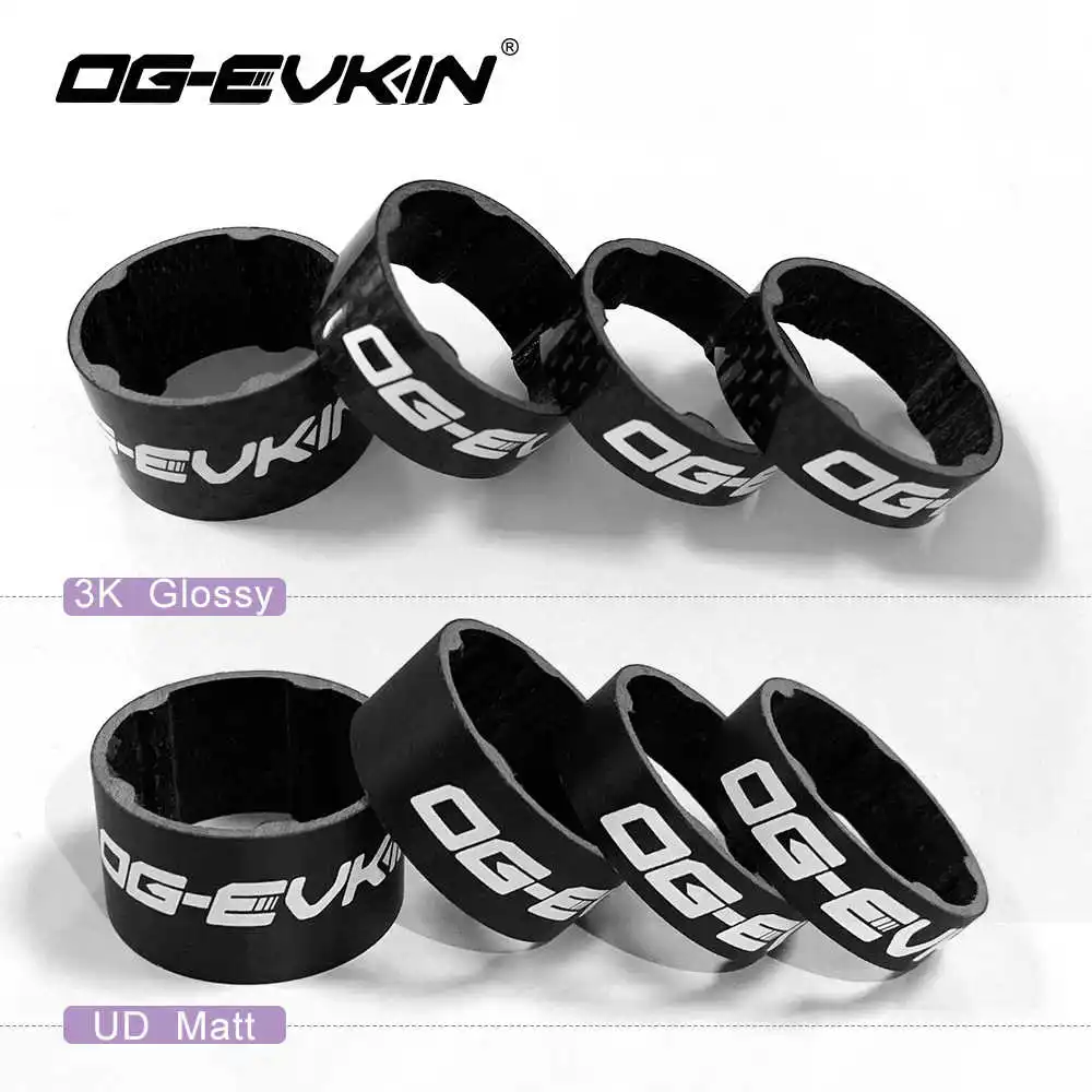 OG EVKIN 1/8" Matt UD Carbon Bicycle Spacer Set 3K Glossy Carbon