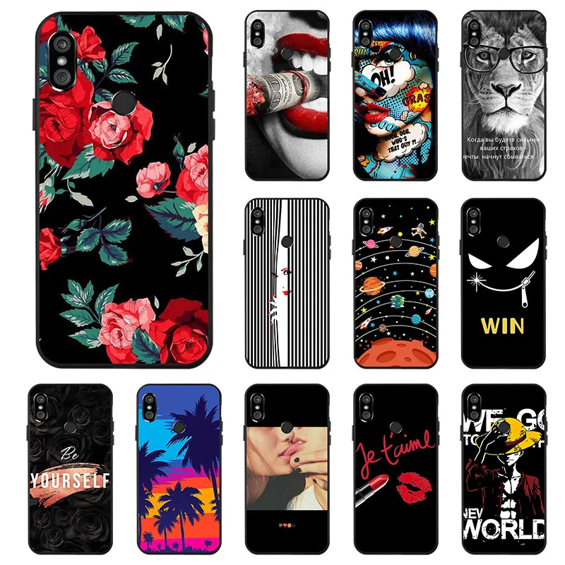 

Case For Xiaomi Redmi Note 7 5 Pro Cases Coque 3D DIY Painted Black Flower Cat Cover On For Xiaomi Mi 9 SE Xiomi A1 Bumper capa