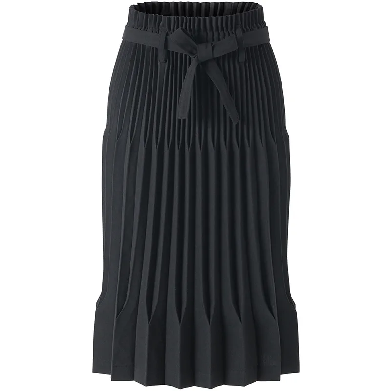 Женская ; сезон весна-лето; Новинка; плиссированная Однотонная юбка трапециевидной формы с высокой талией для похудения; Женская юбка;