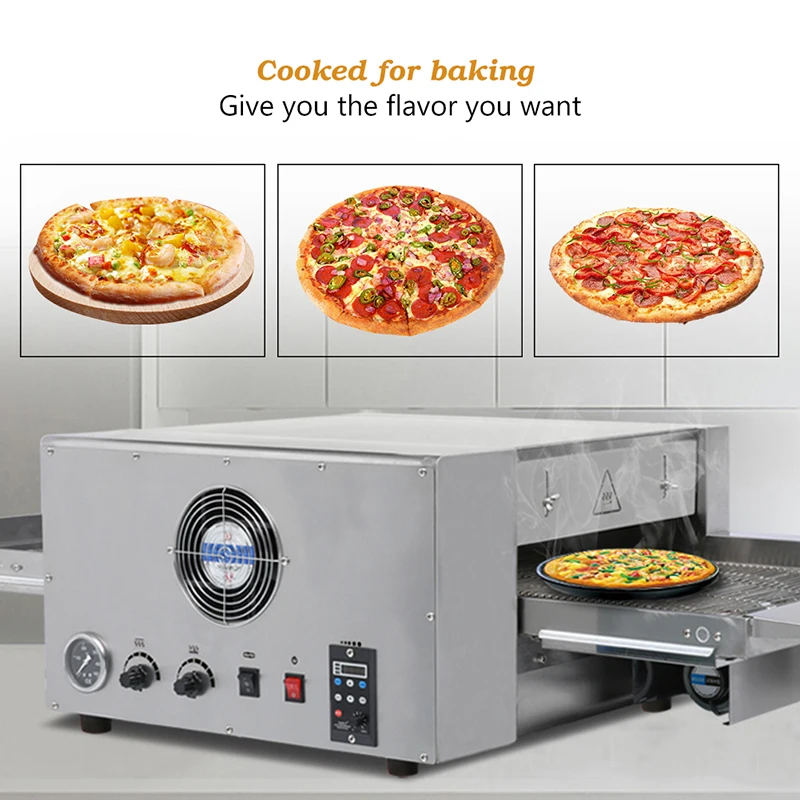 Высококачественная конвекционная печь для пиццы из нержавеющей стали, 12 дюймов, электрическая печь для пиццы с гусеничной цепью, печь для барбекю