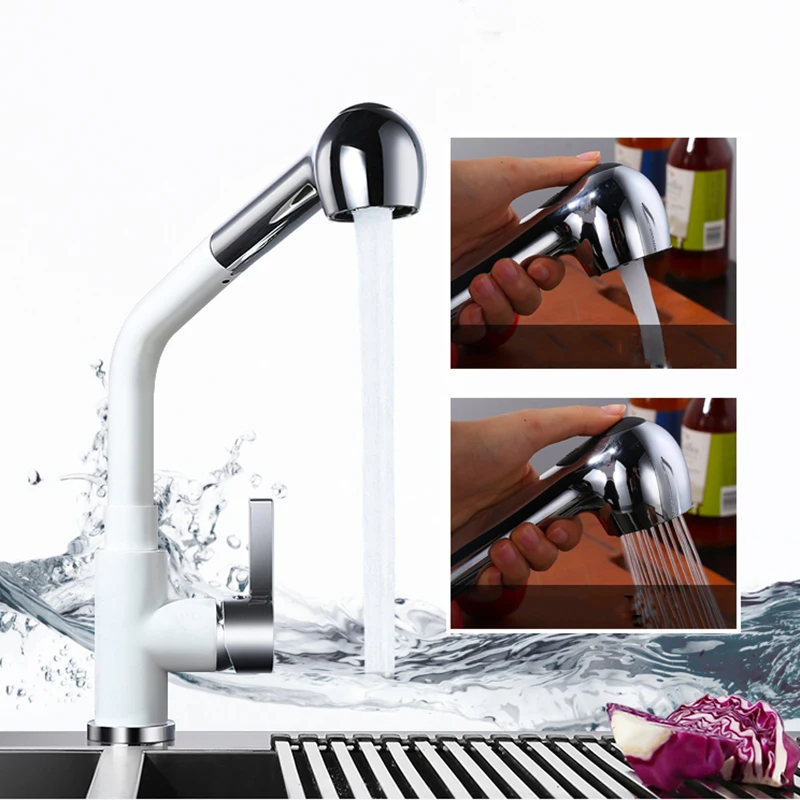 

Chrome Kitchen Faucets Pull Out Kitchen Tap Single Hole Handle Swivel 360 Degree Water Mixer Tap Mixer Tap