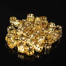 50 шт. 13 мм золото горный хрусталь волос Dread косы бусины для дредов регулируемые оплетки манжеты клип сердце форма средство для наращивания волос