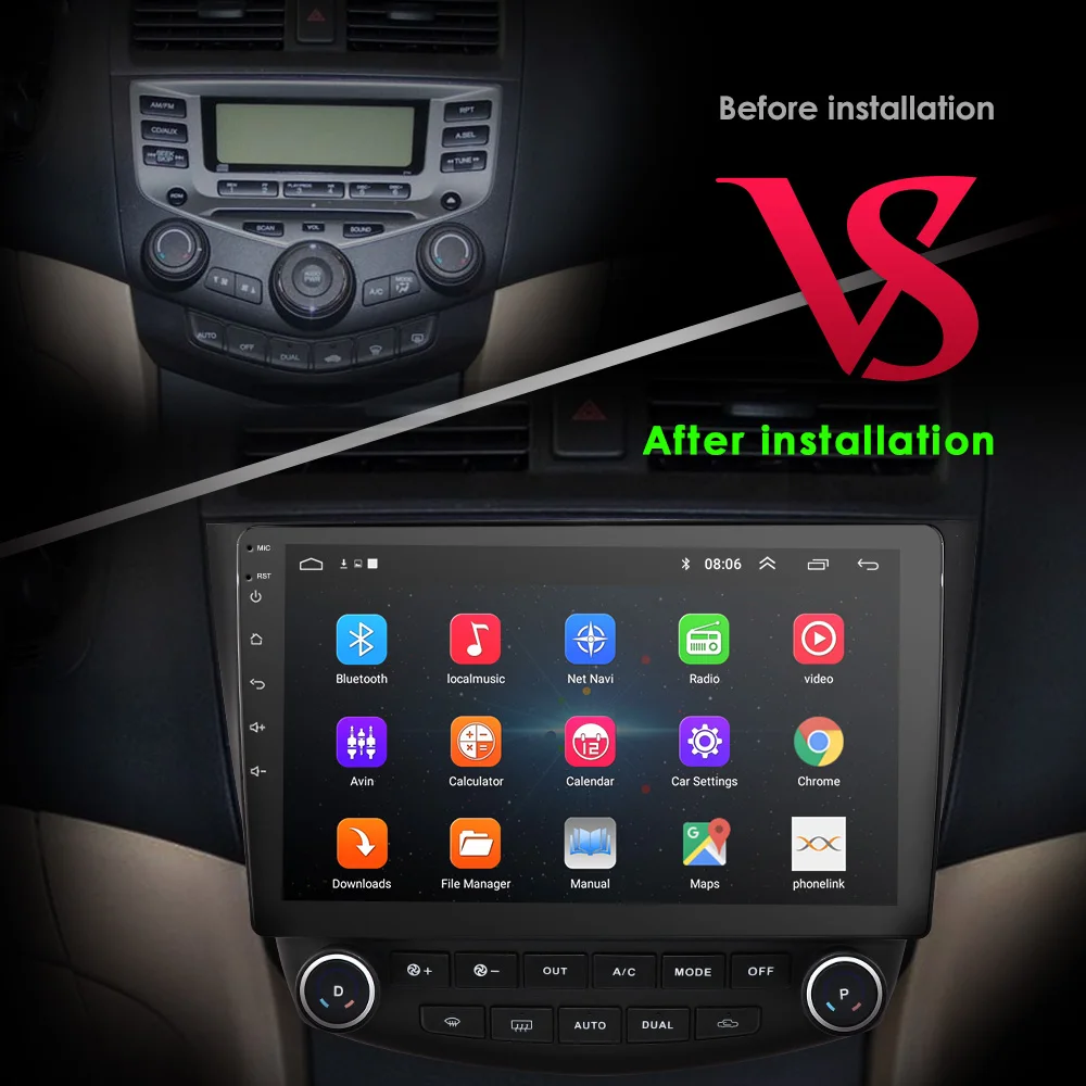 Cheap Android 9.0 HD 1024*600 Car GPS Player Radio For Honda ACCORD 7 2003-2007 4G WIFI GPS Navigation Head Unit 2 din Auto Audio moto 3
