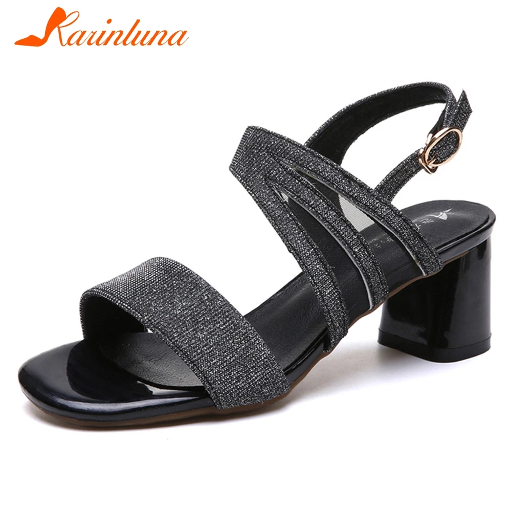 

KARINLUNA 2019 New Fashion Trunky High Heels Summer Sandals Woman Shoes Party Sandals Shoes Woman Size 35-40