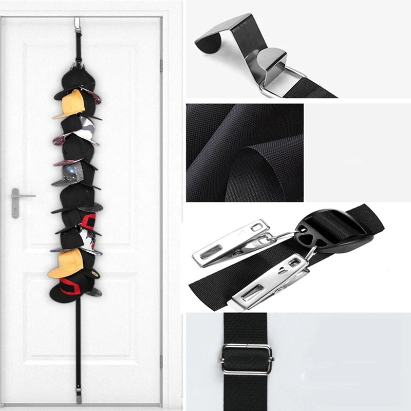 

2019 Baseball Cap Rack Hat Holder Rack Home Organizer Storage Door Closet Hanger Double Nylon Ball Cap Holder Rack