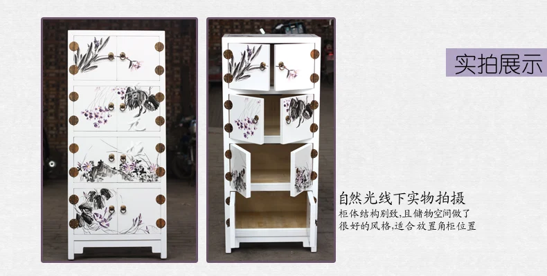 Jinyuan Heng New Chinese Corner Cabinet Wood Painted White Lacquer