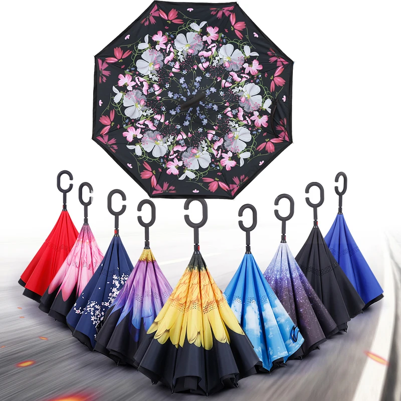 

Windproof Reverse Umbrella Double Layer Inverted Umbrella Self Stand umbrella rain/sun women/men high quality 2017 Child durable