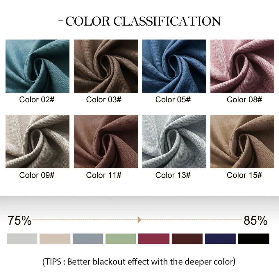 SIFAN 75%-85% Shading Faux Linen Blackout Curtain for Living Room Bedroom Modern Style Solid Color Window Curtain 4