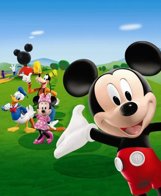 3d Wallpaper Custom Photo Wall Paper Kids Room Mickey Mouse Cycling