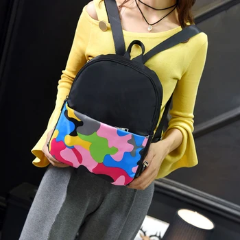 

50pcs/lot Fashion Nylon School Backpack Women Children Camouflage Print Schoolbag Knapsack Travel Bags for Teenage Girls