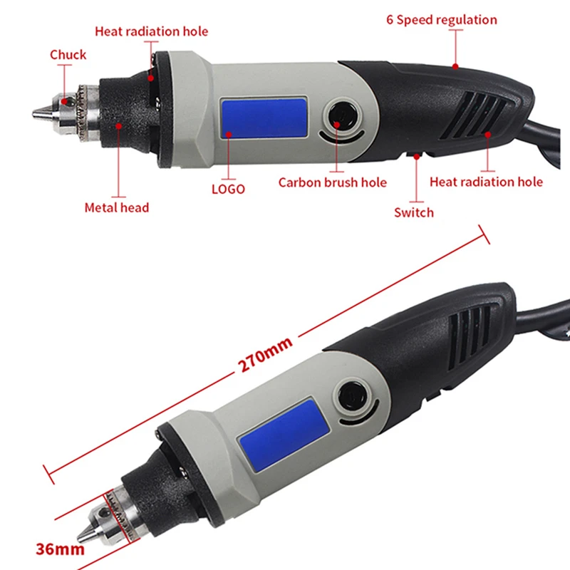 HILDA 400 Вт Мини электрическая дрель с 6 переменной скоростью для электрической шлифовальной машины Dremel вращающиеся инструменты с 76 шт. аксессуары для гравировки