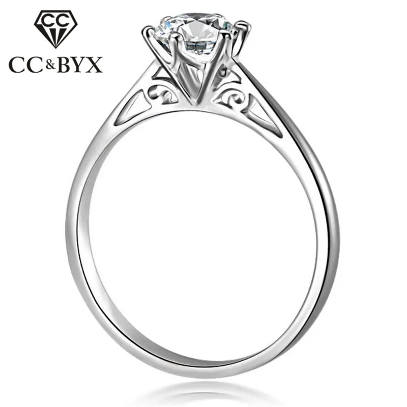 

CC Classic Bridal Wedding Rings For Women 0.3ct 0.5ct Six Claw Propose Engagement Ring Accessories Non Fading Bijoux Femme CC821