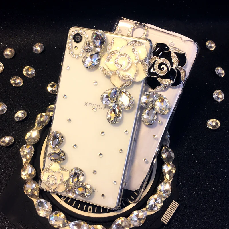 For Sony Xperia XA Crystal Handmade Luxury Roses Flower Diamond Cover Rhinestone camellias Phone cases |