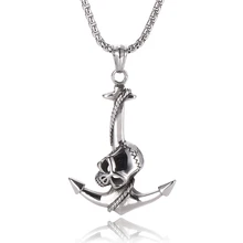 Halloween Jewelry Skull anchor Necklace Stainless Steel Gothic Biker Pendant & Chain For Men Women Punk Gift BB0050 Halloween Jewelry Skull anchor Necklace Stainless Steel Gothic Biker Pendant & Chain For Men Women Punk Gift BB0050
