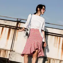 Элегантный Повседневное модные женские туфли юбка покроя "Русалка" Асимметричные детские юбки из хлопка Высокая талия юбка