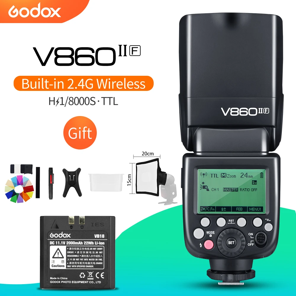 Godox Ving V860II V860II-F GN60 2,4G ttl HSS 1/8000 литий-ионный аккумулятор для камеры Speedlite вспышка для Fujifilm DSLR+ софтбокс Подарочный комплект