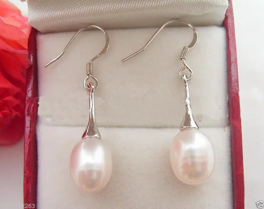 

FREE SHIPPINGBEAUTIFUL! REAL NATURAL WHITE CULTURED PEARL DANGLE DROP EARRING SILVER HOOK AAA
