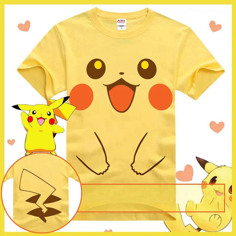 

Anime Pokemon Pikachu Cartoon Cotton T-Shirts Short Sleeves Bottoming Slim Tee Shirt Crew Neck Casual Tshirt Summer Cosplay Tops