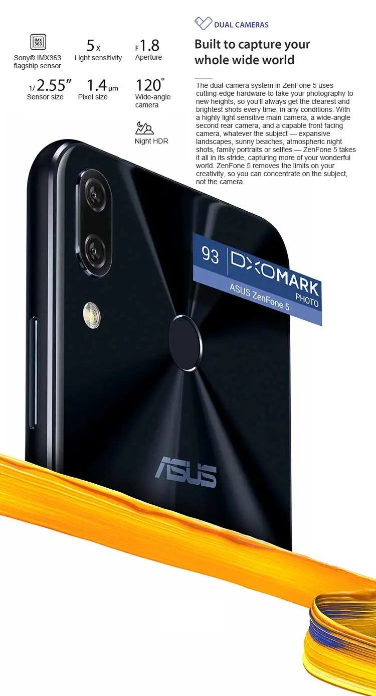 ASUS ZENFONE 5 ZE620KL 4GB RAM 64GB ROM Qualcomm Snapdragon 636 1.8GHz Octa Core 6.2 Inch IPS 2.5D Corning Gorilla Glass FHD+ Full Screen Dual Camera Android 8.0 4G LTE Smartphone