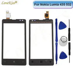 Lovekiss Touch Экран Touch Панель для Nokia Lumia 435 532 N435 n532 Сенсорный экран Сенсор ЖК-дисплей Дисплей планшета Стекло Замена
