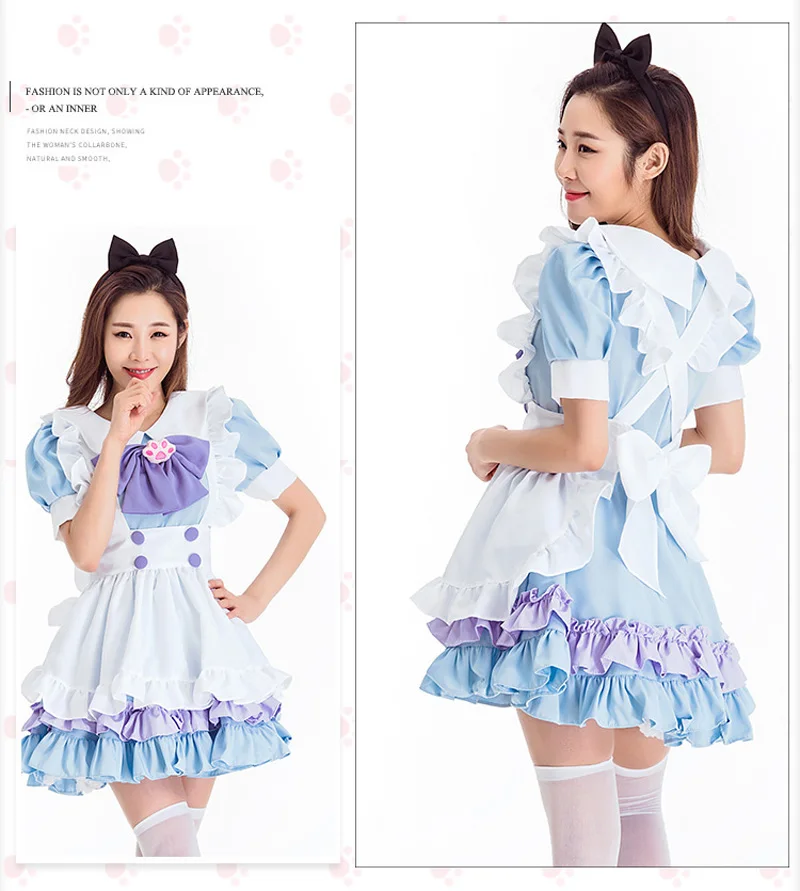 Maid Costume with Cat claw Bowknot Alice Cosplay Lolita Costumes  (3)
