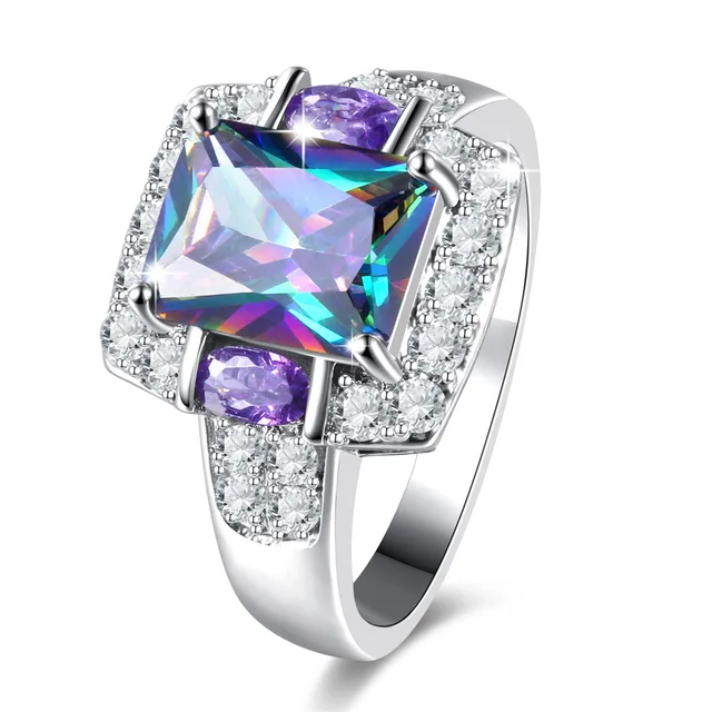 ROXI 18Styles Mysterious Rainbow Rings For Women Men CZ Purple Silver 