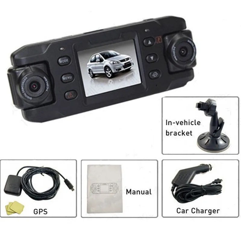 Оригинальная Автомобильная камера с двумя объективами X8000 Full HD 1080P с gps трекером, два объектива, Автомобильный видеорегистратор, видеорегистратор, g-сенсор CA365