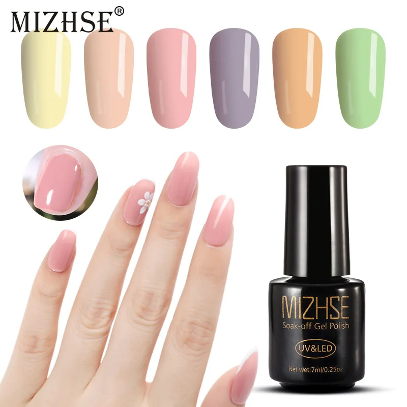 MIZHSE гель цветной Acrygel Esmalte Semipermanente светодиодный Гель-лак для ногтей 7 мл Краска геллак резиновая основа гель маникюр верхнее покрытие гель для ногтей