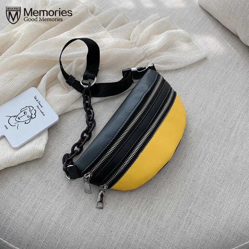 

Simple Patchwork Women Mini Messenger Bag PU Leather Girls Casual Shoulder Bags Female Small Waist Bag Bolso Cintura Mujer
