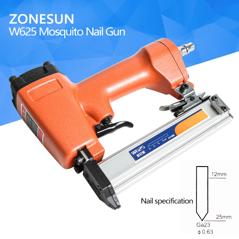 ZONESUN W625 Mosquito Pneumatic Nail Gun Air Stapler Stapling Machine