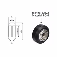POM 625ZZ CNC Wheel Roller Bearing 3D Printer Parts Round Wheel Pulley Bearing Gear Perlin Part V Type For Prusa i3 Ender-3