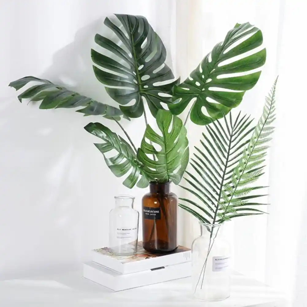 Nordic Style Artificial Plants Fake Monstera Palm Leaf Plant Home