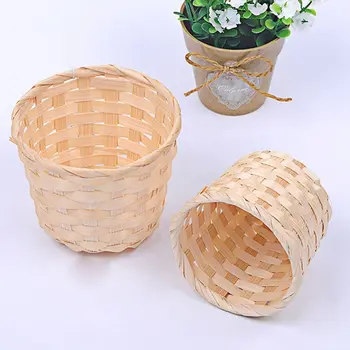 

Handmade Sundries Organizer Rattan Plant Box Wicker Basket Nursery Pots Sea Grass Storage Basket Straw Garden Flower Pot