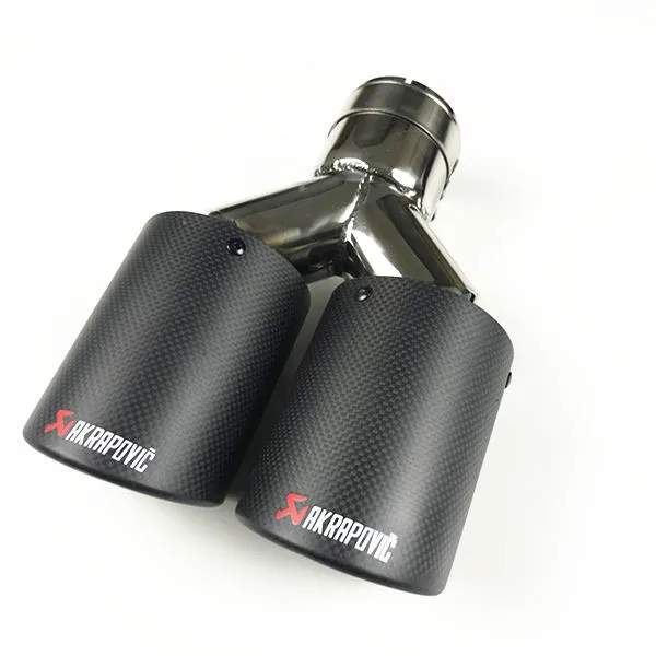 

1PCS Car styling Inlet 63mm to Outlet 101mm Carbon Akrapovic Exhaust Dual Tips, Escape Akrapovic Muffler Double Pipes