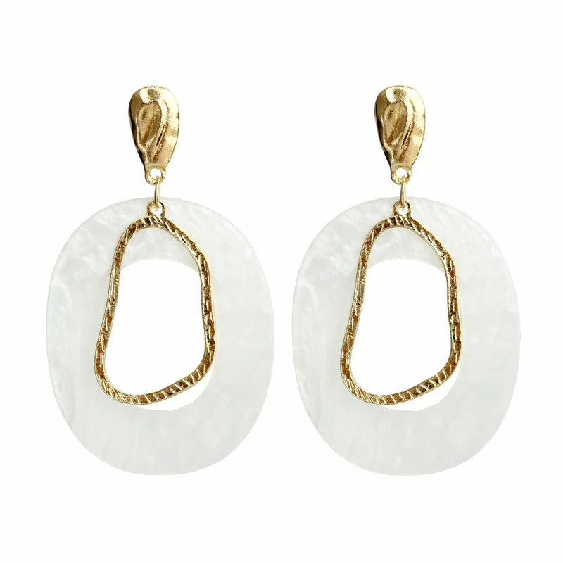 

ZCHLGR Fashion Acrylic Multi-Color Drop Earrings Women Gold Color Maxi Statement Earrings Wedding Party Jewelry Christmas