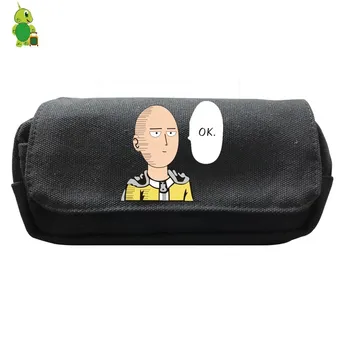 

One Punch Man Cosmetic Case Double Layer Pencil Bags Cartoon Canvas Storage Bags Purse Kids Boys Girls School Supplies