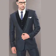 Классический Стиль темно-серый Жених Смокинги для женихов Для мужчин свадебные костюмы для выпускного Жених(куртка+ Брюки для девочек+ жилет+ галстук) k: 912