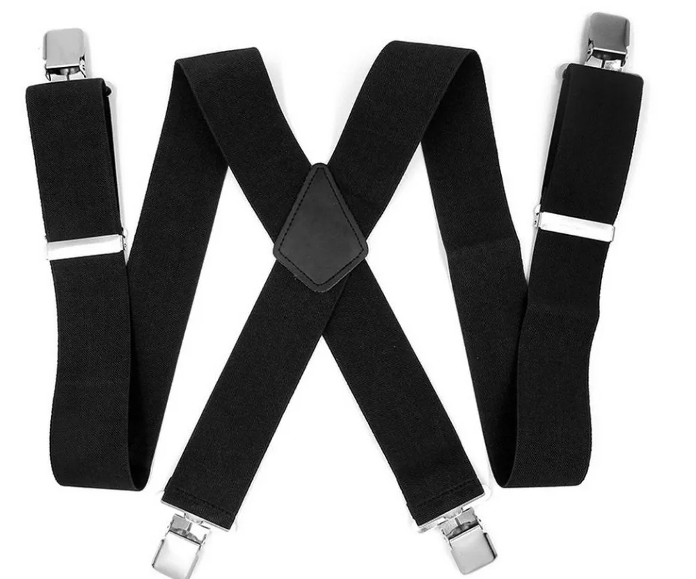 120pcs/lot Mens Heavy Duty Black Durable Adjustable 50mm Wide 4 Clip On