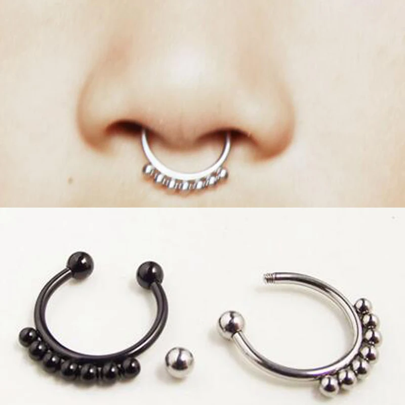 1.2mm Crystal Fake Nose Ring Clip Nose Fake Piercing Stud Punk Gothic
