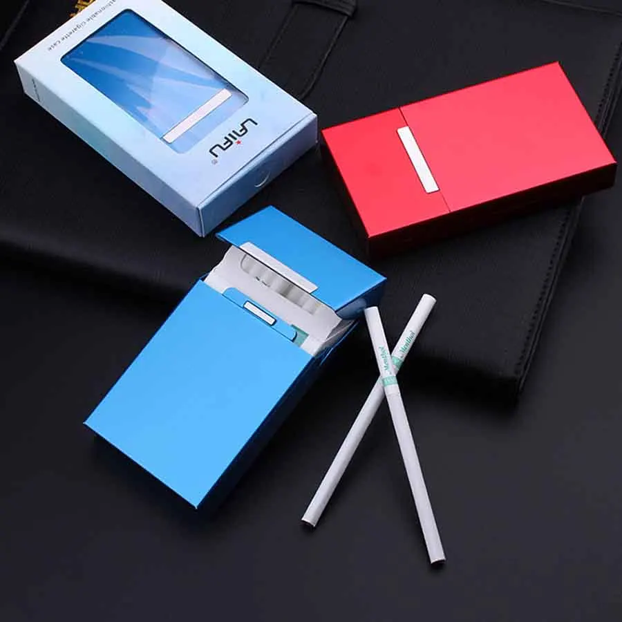 

New Ultra Thin Fashion Pipe Creative Personality Cigaret Case Slim Metal Cigarette Box Aluminum Gift Box Mini Cigarette Holder