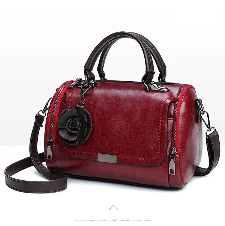 Vintage Women Shoulder Bags With Flower PU Leather Women Bag Large Capacity Luxury Handbags Women Bags Designer Bags