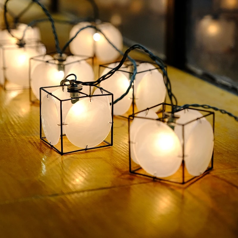 

Metal Square Shell Lantern Wedding String Fairy Light Christmas LED Festoon Led String Light Party Garden Garland On The Window