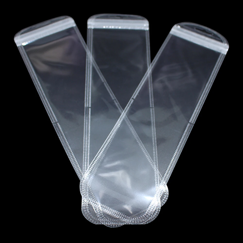 

200Pcs/lot 6*27.5cm Transparent Resealable Zip Lock Plastic Package Bag with Hang Hole Crafts Retails Data Lines Ziplock Pouch