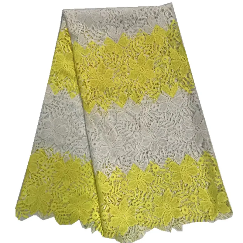 

2017 High Quality Best Selling Swiss voile laces African Lace Fabric White/yellow Water-soluble Nigerian French rf-129