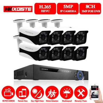 

8CH 5MP HDMI H.265 POE NVR Kit Array CCTV System Outdoor Waterproof IP66 IP Camera P2P Security Video Surveillance System Set