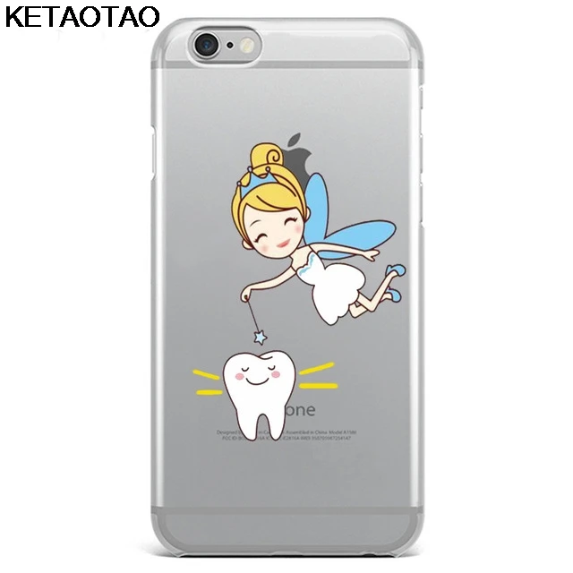 KETAOTAO стоматолога зубные коронованные зубы чехол для телефона s для iPhone 4S 5C 5S 6S 7 8 SE Plus XR XS Max чехол кристально чистый мягкий чехол из ТПУ - Цвет: Черный