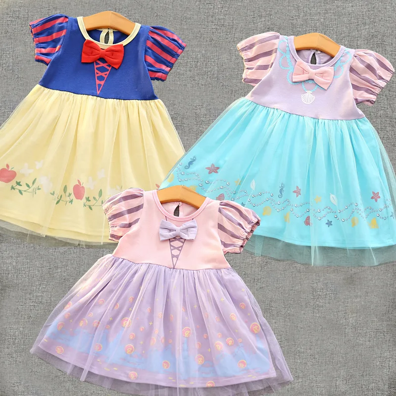 

baby girls dress summer 2017 girls costume dress snow white Rapunzel cinderella vestido infantil princess cotton dress for girls