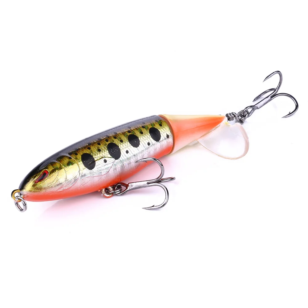 1pcs Quality Whopper Plopper 100mm/ 13.2g Artificial Top Water Fishing Lure Hard Bait Wobbler Rotating Soft Tail Fishing Tackle